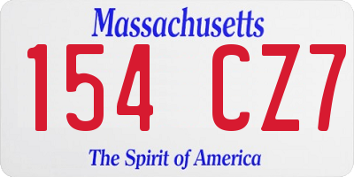 MA license plate 154CZ7