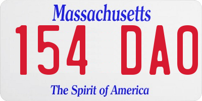 MA license plate 154DA0