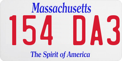 MA license plate 154DA3