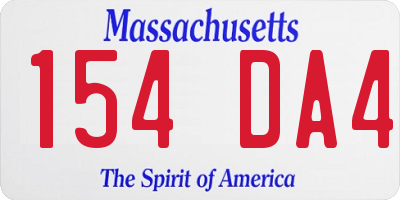 MA license plate 154DA4