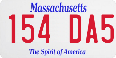 MA license plate 154DA5