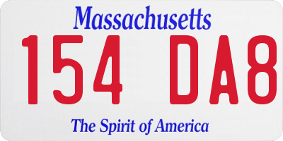 MA license plate 154DA8