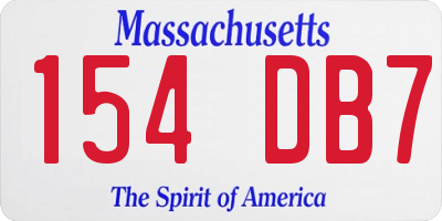 MA license plate 154DB7