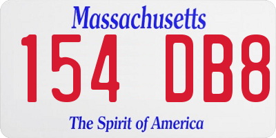 MA license plate 154DB8