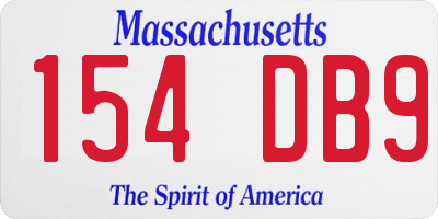 MA license plate 154DB9