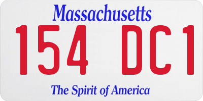 MA license plate 154DC1