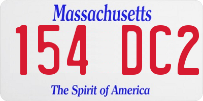 MA license plate 154DC2