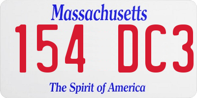 MA license plate 154DC3