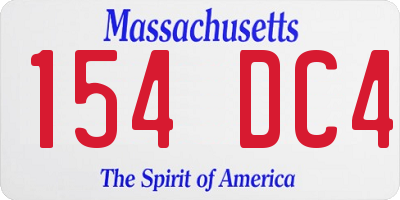 MA license plate 154DC4