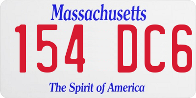 MA license plate 154DC6