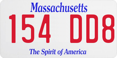 MA license plate 154DD8