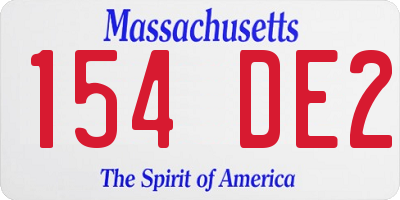 MA license plate 154DE2
