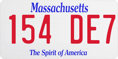 MA license plate 154DE7