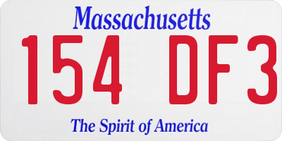 MA license plate 154DF3