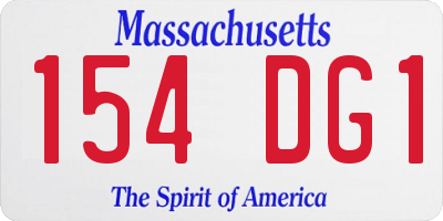 MA license plate 154DG1