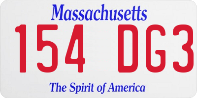 MA license plate 154DG3
