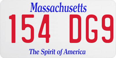 MA license plate 154DG9