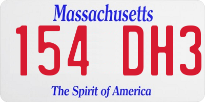 MA license plate 154DH3