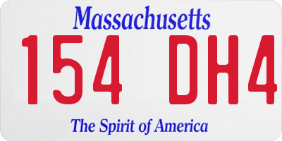 MA license plate 154DH4