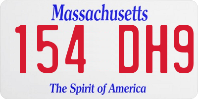 MA license plate 154DH9