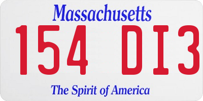MA license plate 154DI3
