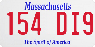 MA license plate 154DI9