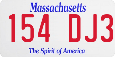 MA license plate 154DJ3