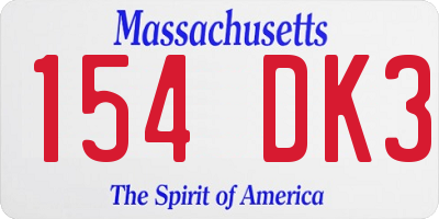 MA license plate 154DK3