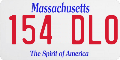 MA license plate 154DL0