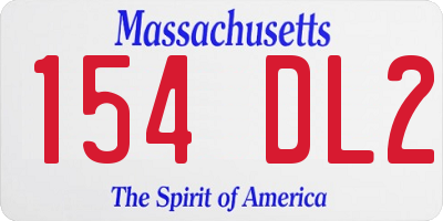 MA license plate 154DL2