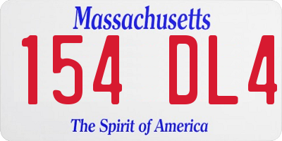 MA license plate 154DL4