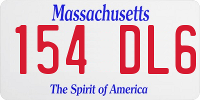 MA license plate 154DL6