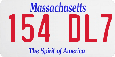 MA license plate 154DL7