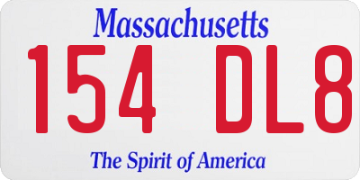 MA license plate 154DL8