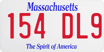 MA license plate 154DL9