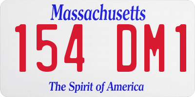MA license plate 154DM1
