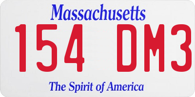 MA license plate 154DM3