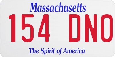 MA license plate 154DN0