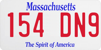 MA license plate 154DN9