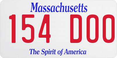 MA license plate 154DO0
