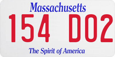 MA license plate 154DO2