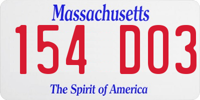 MA license plate 154DO3