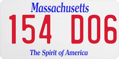 MA license plate 154DO6