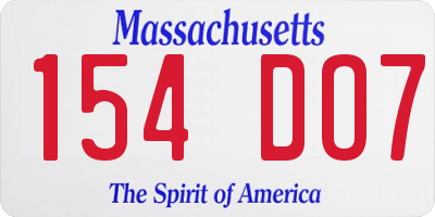 MA license plate 154DO7