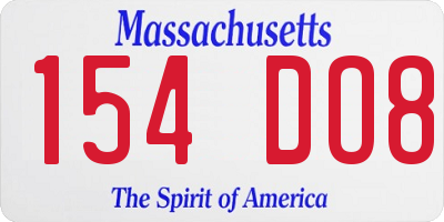 MA license plate 154DO8