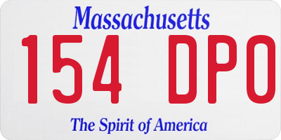 MA license plate 154DP0