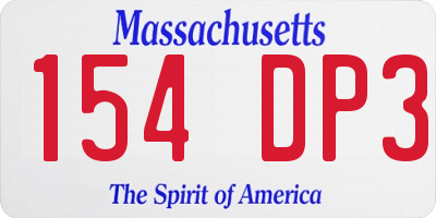 MA license plate 154DP3