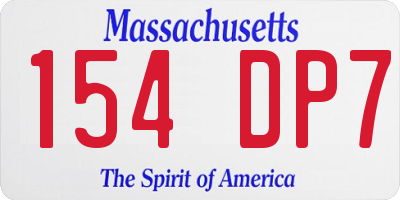 MA license plate 154DP7
