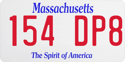 MA license plate 154DP8