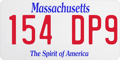 MA license plate 154DP9